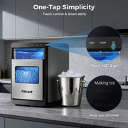 POKAIR Countertop Nugget Ice Maker for Fresh Chewable Ice, 44 lbs/Day Pebble Ice Machine, 9-Min Ice, Self-Cleaning, ETL, Brushed Stainless Steel