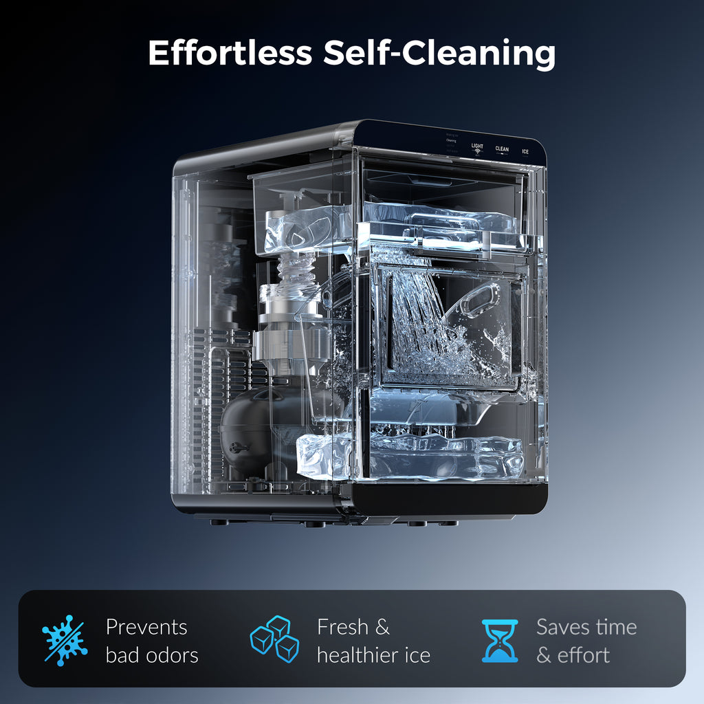 POKAIR Smart Nugget Ice Maker Countertop, Wi-Fi App Controlled Portable Ice Maker 44lbs/Day, Soft Chewable Pebble Ice in 9 Minutes