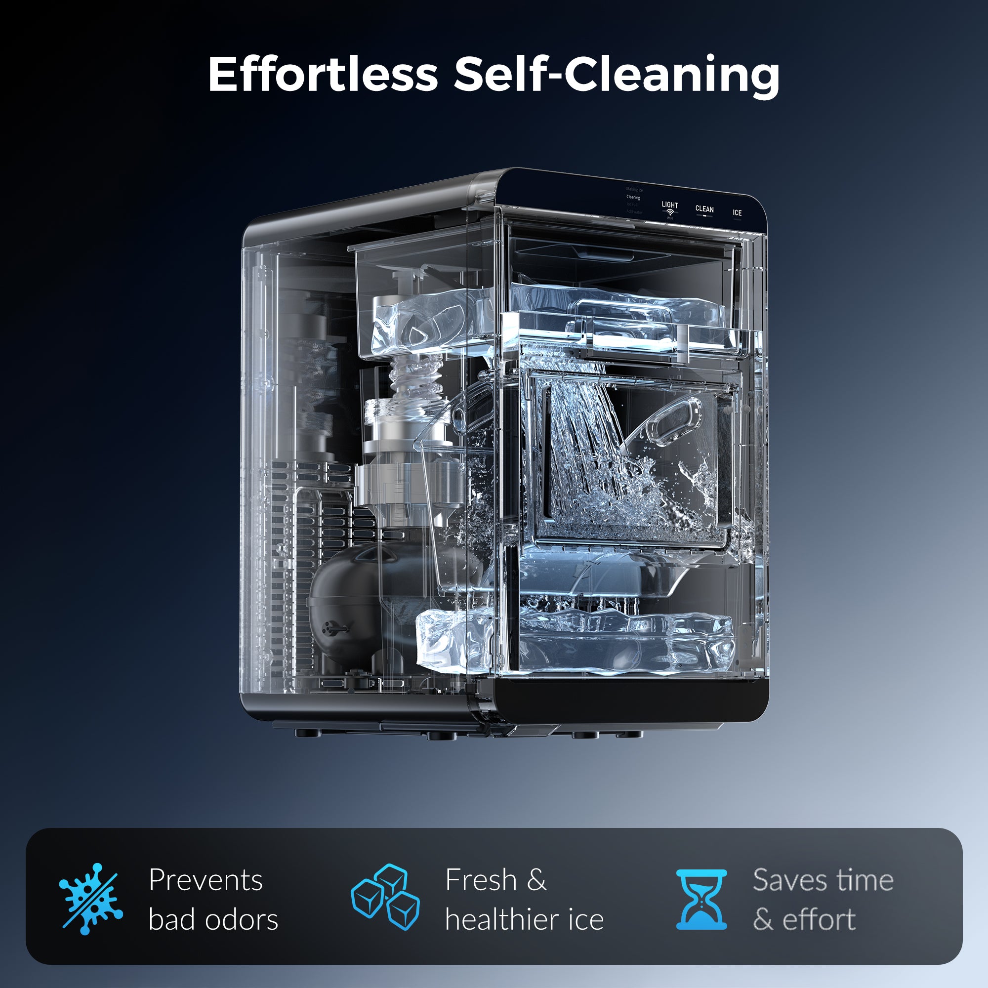 POKAIR Smart Nugget Ice Maker Countertop, Wi-Fi App Controlled Portable Ice Maker 44lbs/Day, Soft Chewable Pebble Ice in 9 Minutes